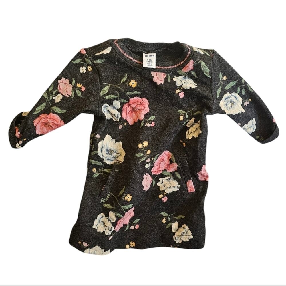 Old Navy Dress Size 3–6M – Stretch Floral Knit w/Faux Pockets Soft Cottagecore